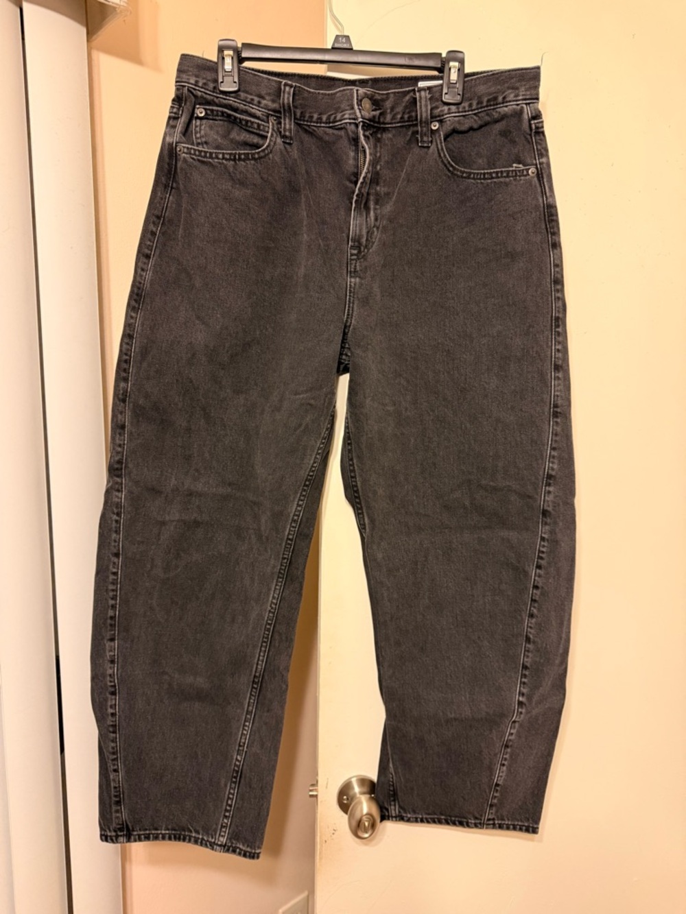 GAP Black Washed high rise barrel jeans